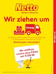 Netto Marken-Discount Prospekt "Wir ziehen um.", 2 Seiten, 03.08.2026 - 03.08.2026 Aktueller Netto Marken-Discount Prospekt, "Wir ziehen um.", mit Angeboten der Woche, gültig von 03.08.2026 bis 03.08.2026