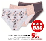 Lot de 3 culottes femme en promo chez Super U Chartres à 5,90 €