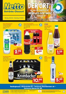 Coca Cola im Netto Marken-Discount Prospekt "DER ORT, AN DEM DAS GRÖSSTE MEHRWEG-SORTIMENT ZUHAUSE IST." mit 2 Seiten (Herten)