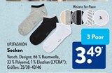Socken im ALDI SÜD Prospekt Socken von UP2FASHION im aktuellen ALDI SÜD Prospekt für 3,49 €