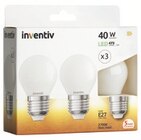 Lot de 3 ampoules filament LED Flamme transparentes E14 - INVENTIV en promo chez Mr. Bricolage Castres à 9,90 €