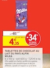 Tablettes de chocolat au lait du pays alpin - Milka en promo chez Intermarché Roubaix à 4,35 €