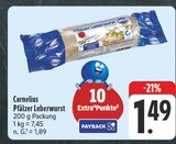 Pfälzer Leberwurst im Angebot bei EDEKA in Jena Pfälzer Leberwurst Angebote von Cornelius bei EDEKA Jena für 1,49 €