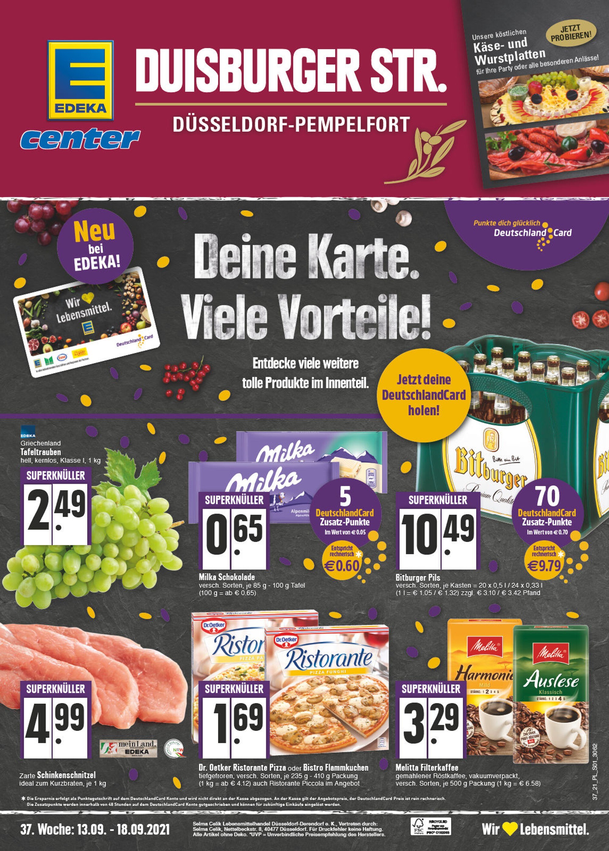 EDEKA Prospekt für Düsseldorf mit 24 Seiten EDEKA Prospekt für Düsseldorf: "Aktuelle Angebote", 24 Seiten, 13.09.2021 - 18.09.2021