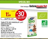 Tablette de chocolat lait dégustation - IVORIA BIO dans le catalogue Intermarché Super