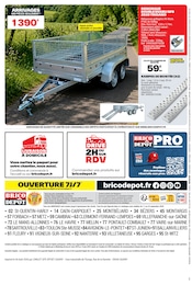 Prix et réduction Remorque dans le prospectus Brico Dépôt en cours Offre Remorque dans le catalogue Brico Dépôt du moment à la page 24