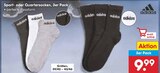 Sport- oder Quartersocken, 3er Pack Angebote von Adidas bei Netto Marken-Discount Waiblingen für 9,99 €