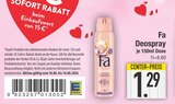 Deospray im EDEKA Prospekt Deospray von Fa im aktuellen EDEKA Prospekt für 1,29 €