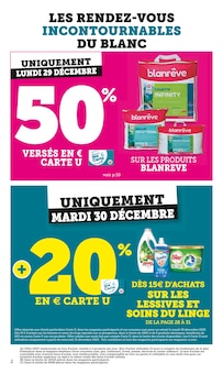 Catalogue Hyper U de la semaine 52, "Le Blanc À PRIX BAS", page 2, 16/12/2025 - 11/01/2026 Prospectus Hyper U en cours, "Le Blanc À PRIX BAS", page 2 sur 40