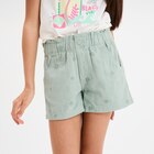Short brodé taille élastiquée coton vert kaki fille - La Halle Short brodé taille élastiquée coton vert kaki fille à 6,49 € dans le catalogue La Halle
