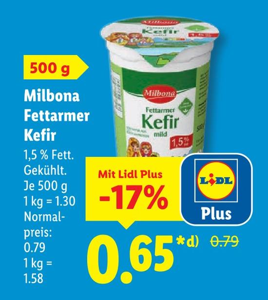 Fettarmer Kefir mild