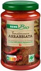 Tomatensauce Arrabbiata im REWE Prospekt Tomatensauce Arrabbiata von REWE Bio im aktuellen REWE Prospekt für 1,49 €