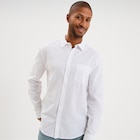 Chemise manches longues lin mélangé blanc homme dans le catalogue La Halle