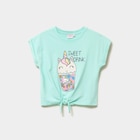 T-shirt noué à sequins manches courtes vert clair fille dans le catalogue La Halle