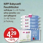 Babysanft Feuchttücher soft&pur im V-Markt Prospekt Babysanft Feuchttücher soft&pur von HiPP im aktuellen V-Markt Prospekt für 4,29 €