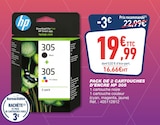 Cartouches d'encre HP 305 - HP en promo chez Bureau Vallée Drancy à 19,99 €