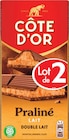 Tablettes de chocolat lait praliné double lait praliné - Côte d'Or en promo chez Intermarché Super Arles à 2,16 €