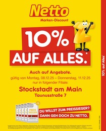 Discounter Prospekt von Netto Marken-Discount Stockstadt Netto Marken-Discount Prospekt: "10% AUF ALLES", 2 Seiten, 08.12.2025 - 11.12.2025