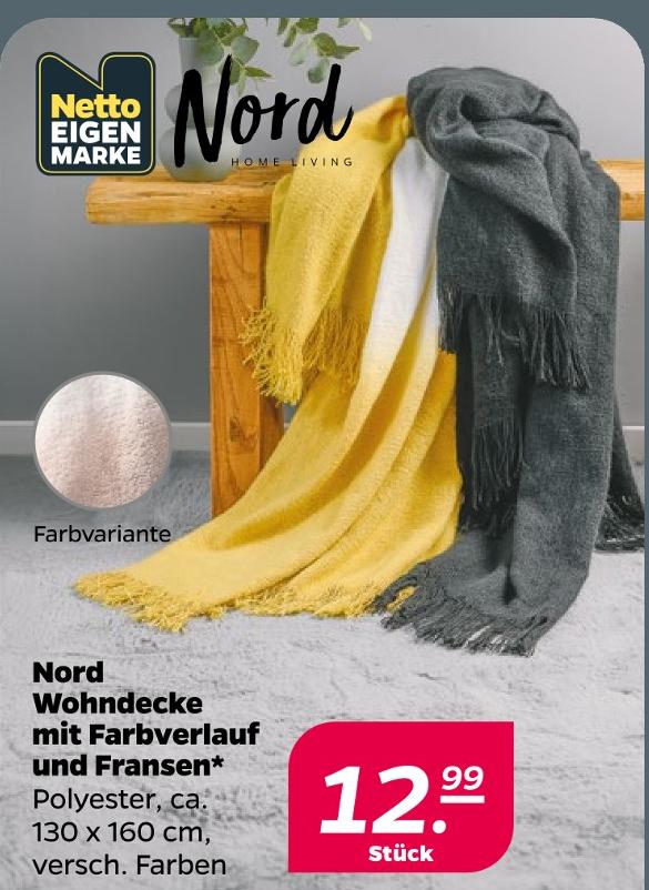 Nord Wohndecke mit Farbverlauf und Fransen