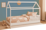 Lit cabane avec barrière 90×190cm - Maxi Bazar à Douai Lit cabane avec barrière 90×190cm en promo chez Maxi Bazar Douai à 59,99 €