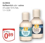 Kaffeemilch im Angebot bei GLOBUS in Krefeld Kaffeemilch Angebote von GLOBUS bei GLOBUS Krefeld für 0,89 €