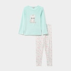 Ensemble pyjama legging et t-shirt bleu turquoise fille dans le catalogue La Halle
