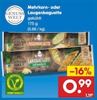 Mehrkorn- oder Laugenbaguette Angebote von Genuss Welt, Vegetarisch bei Netto Marken-Discount Leverkusen für 0,99 €