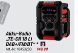 Akku-Radio TE-CR 18 Li DAB+/FM/BT Angebote von Einhell bei toom Baumarkt Hanau für 149,99 €