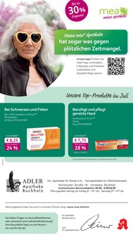Aktueller mea - meine apotheke Prospekt "Unsere Juli-Angebote" Seite 1 von 4 Seiten