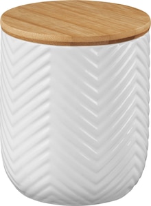Keramikdose mit Holzdeckel weiß Chevron Angebot in Geringswalde im aktuellen Prospekt bei dm-drogerie markt in Geringswalde