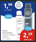 Deo-Spray Angebote von Dove bei budni Berlin für 1,99 €