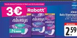 Daily Slipeinlagen im Angebot bei E center in Meerbusch Daily Slipeinlagen Angebote von always bei E center Meerbusch für 2,59 €