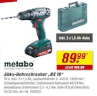 Akku-Bohrschrauber „BS 18“ von Metabo im aktuellen toom Baumarkt Prospekt für 89,99 €