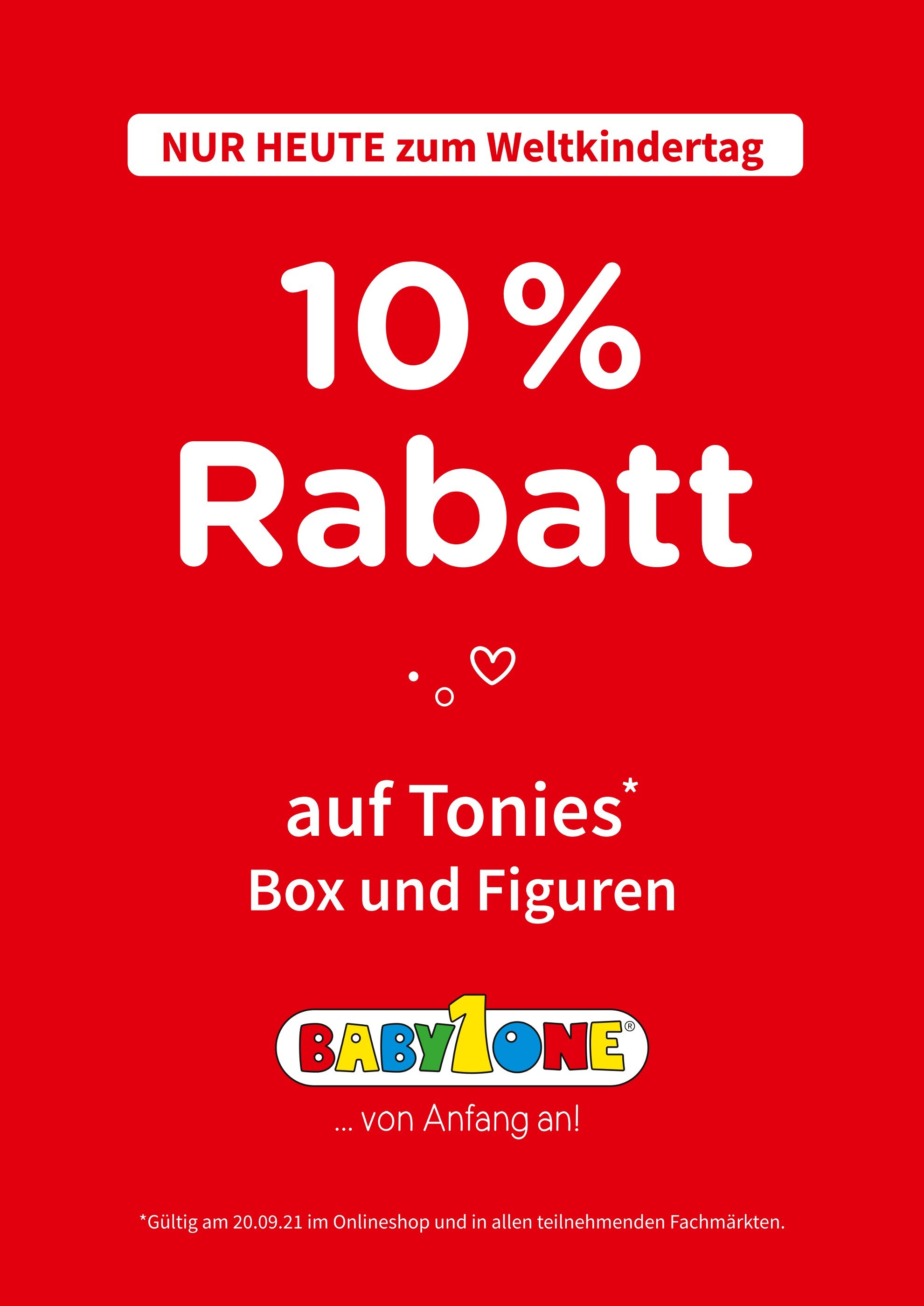 BabyOne Prospekt für Reinbek mit 1 Seite BabyOne Prospekt für Reinbek: "10% Rabatt", 1 Seite, 20.09.2021 - 20.09.2021