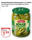 Knax Gewürzgurken oder Sticksi im Angebot bei GLOBUS in Duisburg Knax Gewürzgurken oder Sticksi Angebote von Hengstenberg bei GLOBUS Duisburg für 1,99 €