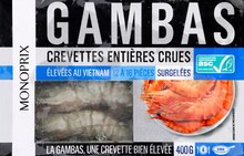 Gambas entières crues surgelées ASC - Monoprix à Paris Gambas entières crues surgelées ASC en promo chez Monoprix Paris à 5,92 €