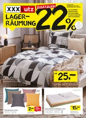 Aktueller XXXLutz Möbelhäuser Prospekt mit Kissen, "LAGERRÄUMUNG 22%", Seite 1