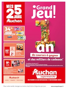 Prospectus Auchan Supermarché de la semaine "MES 25 JOURS AUCHAN" avec 1 pages, valide du 12/11/2024 au 17/11/2024 pour Super Besse et alentours