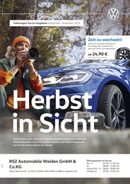 Volkswagen Prospekt für Weiden mit 1 Seite Volkswagen Prospekt für Weiden: "Herbst in Sicht", 1 Seite, 01.09.2023 - 30.11.2023
