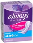 Koerperpflege im REWE Prospekt Discreet Inkontinenz-Einlagen Long von Always im aktuellen REWE Prospekt für 2,99 €