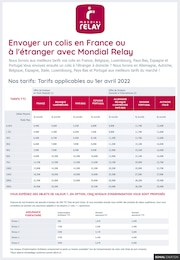 Mondial Relay Catalogue "Envoyer un colis en France ou à l'étranger avec Mondial Relay", 1 page, Nice,  01/04/2022 - 31/12/2022