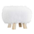 Pouf en fausse fourrure blanche à pieds 30x24cm - Collection en promo chez Maxi Bazar Nanterre à 10,00 €