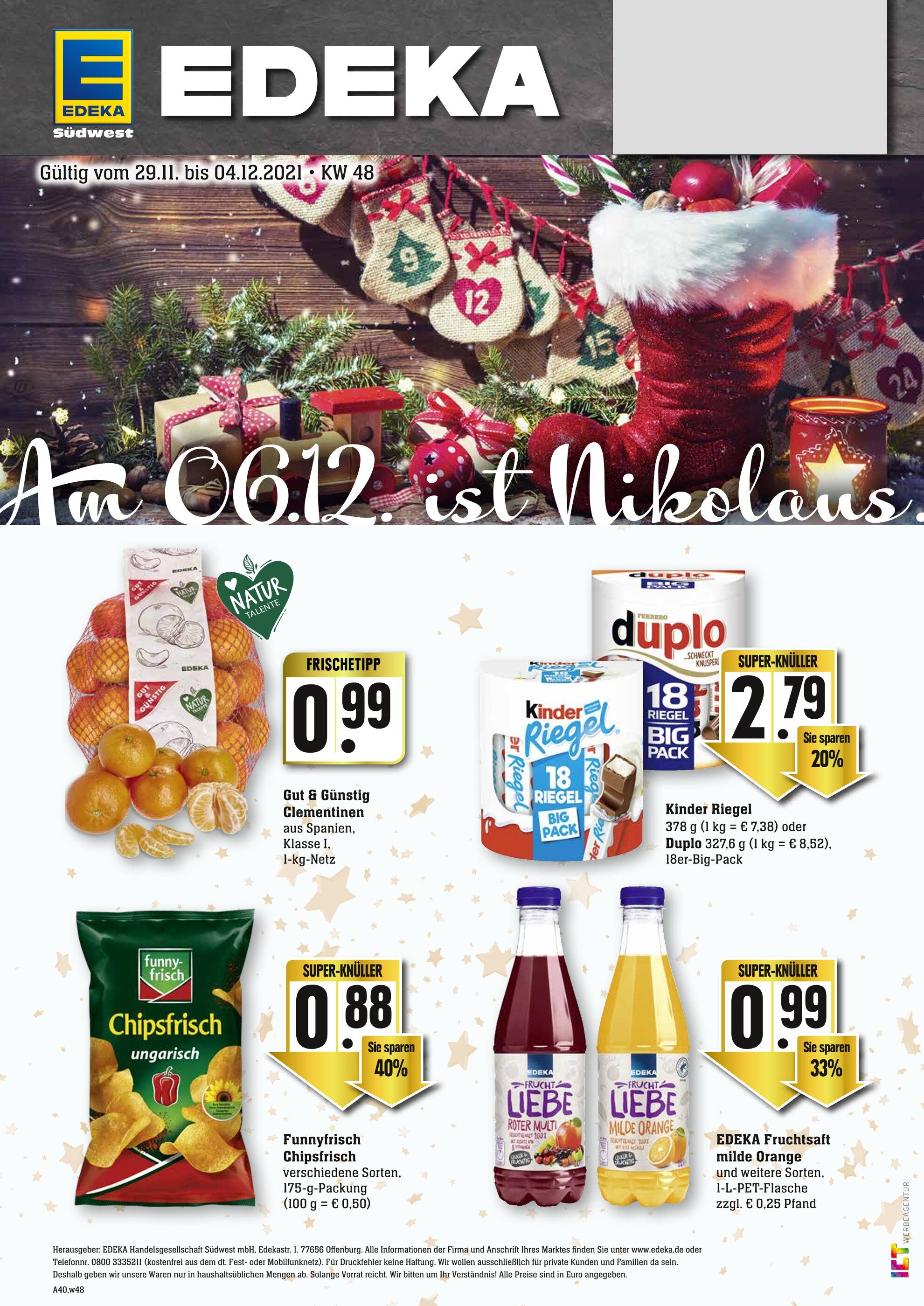 EDEKA Prospekt für Senden mit 12 Seiten EDEKA Prospekt für Senden: "Aktuelle Angebote", 12 Seiten, 29.11.2021 - 04.12.2021