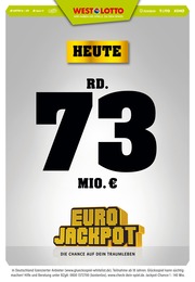 Baumarkt Prospekt von Westlotto Wuppertal Westlotto Prospekt: "Diesen Dienstag rd. 73 Mio. €", 3 Seiten, 05.06.2023 - 06.06.2023