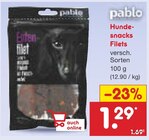 Hundesnacks Filets im Angebot bei Netto Marken-Discount in Coesfeld Hundesnacks Filets Angebote von pablo bei Netto Marken-Discount Coesfeld für 1,29 €