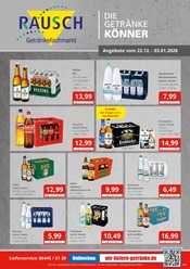 Aktueller Getränkefachmarkt Rausch Getränkemärkte Prospekt in Solms und Umgebung, "DIE GETRÄNKEKÖNNER" mit 2 Seiten, 22.12.2025 - 03.01.2026