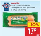 Aktuelle Mettwurst Angebote bei Netto Marken-Discount in Leipzig Aktuelles Appetiter Angebot bei Netto Marken-Discount in Leipzig ab 1,79 €