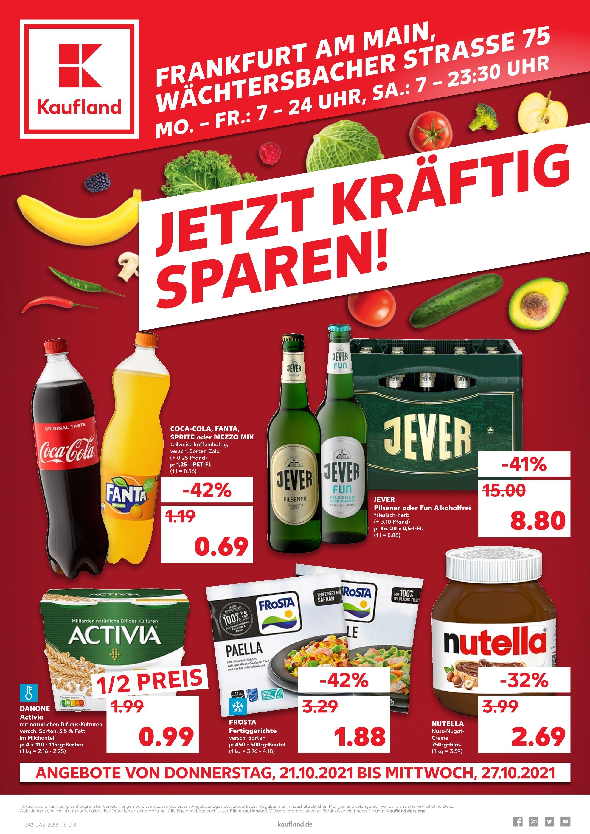 Kaufland Prospekt für Frankfurt mit 46 Seiten Kaufland Prospekt für Frankfurt: "JETZT KRÄFTIG SPAREN!", 46 Seiten, 21.10.2021 - 27.10.2021