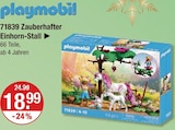 71839 Zauberhafter Einhorn-Stall Angebote von Playmobil bei V-Markt Memmingen für 18,99 €