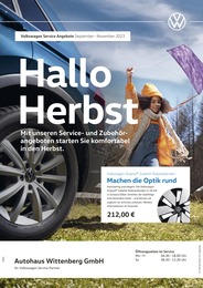 Volkswagen Prospekt "Herbst in Sicht" für Lutherstadt Wittenberg, 1 Seite, 01.09.2023 - 30.11.2023